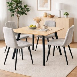 Tudo Design שולחן אוכל מרובע 80×80 ס"מ פלטת MDF ורגלי מתכת שחורות דגם יונתן אלון