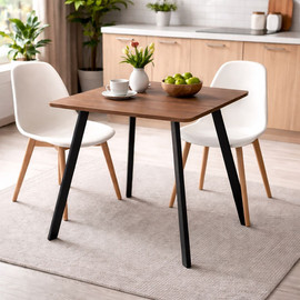 Tudo Design שולחן אוכל מרובע 80×80 ס"מ פלטת MDF ורגלי מתכת שחורות דגם יונתן אגוז