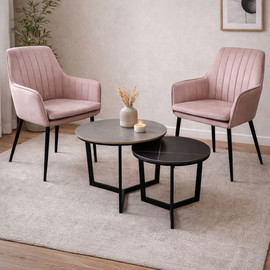 Tudo Design זוג כורסאות מעוצבות מקטיפה בגוון ורוד עתיק דגם פנדה