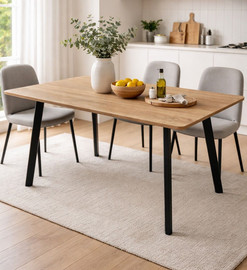 Tudo Design שולחן אוכל מלבני 120×70 ס״מ עם רגלי מתכת שחורות דגם גולן GOLAN