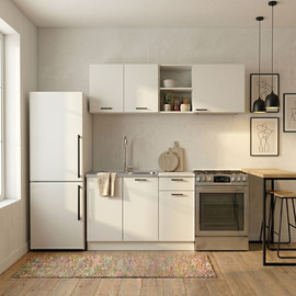 Tudo Design מטבח מודרני ברוחב 1.8 מטר עליון צבע לבן עם כיור נירוסטה דגם קלרה
