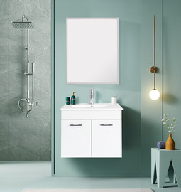Tudo Design ארון אמבטיה תלוי ברוחב 60 ס"מ כולל כיור חרס ומראה מבית דגם יסמין