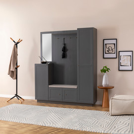 Twins design ארון שירות הכולל תליה ומראה דגם הנרי אפור מבית Twins Design