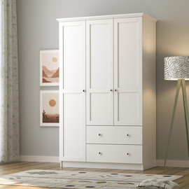 Twins design ארון בגדים 3 דלתות 2 מגירות ברוחב 105 ס"מ דגם סיד צבע לבן side מבית Twins Design - גובה 180 ס"מ