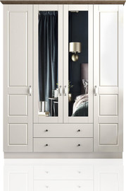 Twins design ארון בגדים 4 דלתות 2 מגירות ומראה ברוחב 140 ס"מ דגם כריסטיאן מבית Twins Design - גובה 210 ס"מ