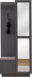 Twins design ארון הכולל מראה ספסל ישיבה ותליה דגם הנרי אפור מבית Twins Design
