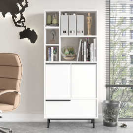 Twins design ארון שירות עם מדפים ו-3 דלתות לאחסון מרבי דגם Rudolph מבית Twins Design - לבן