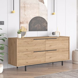 Twins design קונסולה מפוארת 4 מגירות ב-2 צבעים לבחירה דגם jay מבית Twins Design - עץ משולב שחור