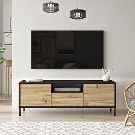 Twins design מזנון עומד משולב מדפים תואמים דגם אלסר מסדרת Luvio מבית Twins Design - עץ משולב שחור