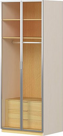 Twins design ארון בגדים 2 דלתות שקוף בתוספת מגירות בצבע לבן עם תאורה דגם קופנהגן מבית Twins Design