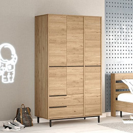 Twins design ארון בגדים 3 דלתות 2 מגירות דגם Gaash צבע עץ מבית Twins Design