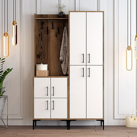 Twins design ארון כניסה מעוצב בגוון אגוז ולבן דגם הילרי מבית Twins Design