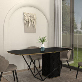 Twins design שולחן פינת אוכל דגם "פיילוס" מסדרת Obsidian - יוקרה מודרנית עם נגיעות גיאומטריות מבית Twins Design