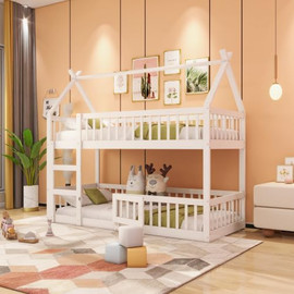 Twins design מיטת קומותיים בצורת בית דגם shelvy מבית TWINS DESIGN
