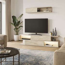 Twins design יחידת טלווזיה עם מדף עליון במגוון צבעים לבחירה דגם יערי מבית Twins Design
