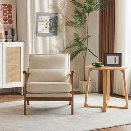 Twins design כורסא מעוצבת דגם נוי בצבע חאקי | עץ מלא וכותנה-פשתן מבית TWINS DESIGN