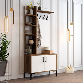 Twins design ארון שרות צבע לבן משולב אגוז דגם ניקול מבית Twins Design