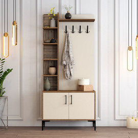 Twins design ארון כניסה מרשים בגוון אגוז ושמנת דגם אגנס מבית Twins Design