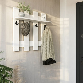 Twins design מדף מעוצב כולל מתלה דגם אשחר מבית Twins Design-צבע לבן