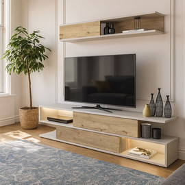 Twins design יחידת טלווזיה עם מדף עליון במגוון צבעים לבחירה דגם יערי מבית Twins Design