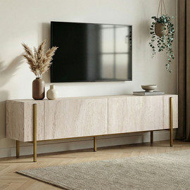 Twins design מזנון טלוויזיה יוקרתי דגם אקסיס 180 בגוון טרוורטין מבית Twins Design