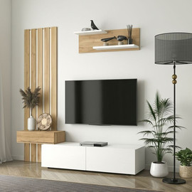 Twins design יחידת טלווזיה כולל מדפים  דגם מידן