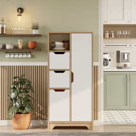 Twins design ארון שירות בלבן בשילוב עץ דגם ליבנת מבית Twins Design