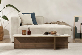 Twins design שולחן סלון דגם לוגאנו בגוון טרוורטין בשילוב אגוז מבית Twins Design