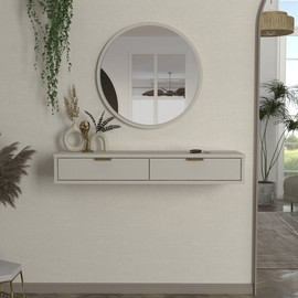 Twins design מבית Twins Design שידת התארגנות צפה לכניסה לבית כוללת מראה ותאורת לד מובנית רוחב 100 ס"מ דגם קלאסי