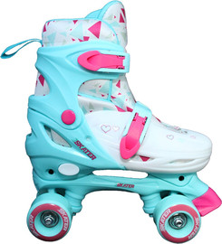 Skater קומבו סקייט - סקיטים 2 ב 1 הופכים לרולר בליידס עם גלגלי PU תכלת ורוד