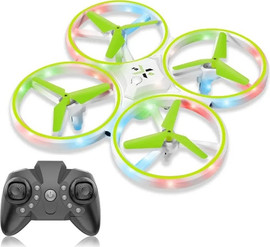 Machina רחפן נטען LED SPACE DRONE עם תאורה, פונקציות היפוך, סיבוב וחיישנים מונעי התקלות - ירוק