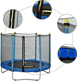 Jumpy Jump טרמפולינה עם סולם למרפסת או לחצר בקוטר 244 ס"מ עם ריפוד מגן