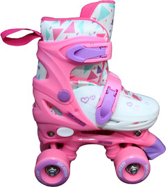 Skater קומבו סקייט - סקיטים 2 ב 1 הופכים לרולר בליידס עם גלגלי PU - ורוד/לבן