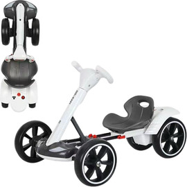 סלקטד קרטינג מתקפל ממונע לילדים 12V עם שלט רחוק, אורות וצלילים - לבן