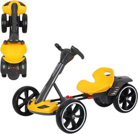 סלקטד קרטינג מתקפל ממונע לילדים 12V עם שלט רחוק, אורות וצלילים - צהוב
