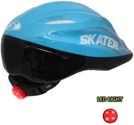 Skater קסדה בטיחותית לילדים עם מנגנון הרחבה ונורת לד אחורית 3 מצבים - M כחול