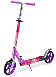 Skater קורקינט BIG WHEEL עד 100 ק"ג, מתקפל, רגלית וגלגלי 200 מ”מ - ורוד