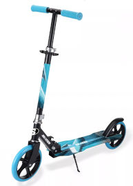 Skater קורקינט BIG WHEEL עד 100 ק"ג, מתקפל, רגלית וגלגלי 200 מ”מ - כחול