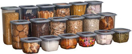 BoxShop 18 קופסאות אחסון בשלושה גדלים עם מכסי סיליקון לאיטום צבע שחור