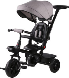 Toyland תלת אופן 3 ב 1 דגם TRIFUN עם כיסא נשכב ומסתובב 360 וגלגלי EVA ללא תקרים - אפור