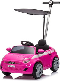 Toyland בימבה דחיפה בדמות FIAT 500 עם ידית הורה, דלתות נפתחות, גגון וצלילים - ורוד