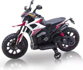 Rosso Italy אופנוע דמוי שטח חשמלי ממונע 6V עם גלגלי עזר דגם RSM-5046 לבן