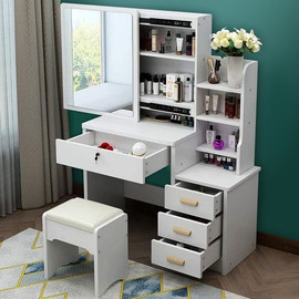 Rosso Italy שידת איפור מודרנית עם מראה תאורת לד וכסא רוחב 100 סמ דגם RSM-6413 מבית ROSSO ITALY צבע לבן