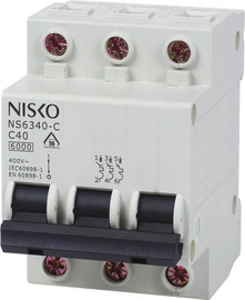 Nisko מפסק אוטומטי זעיר ביתי 6KA אופיין C תלת פאזי NS6316-C 3P 16A