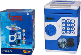 Berko Shop קופת חיסכון כספת דיגיטלית לילדים מושכת שטרות- צבע כחול