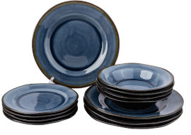 Berko Home סט צלחות 12 חלקים צבוע בצבע ריאקטיב איכותי