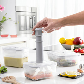 InnovaGoods סט 3 קופסאות אחסון שקופות כולל סוגר וואקום