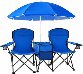 Playa כיסא קמפינג זוגי מתקפל עם שמשייה וצידנית