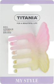 Titania Solingen קליפס שיניים בצורת פרפר בצבע ורוד צהוב מזוגג