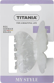 Titania Solingen קליפס שיניים אקרילי פרפר כפול בצבע לבן פנינה